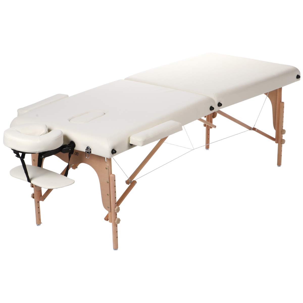 折りたたみ マッサージベッド DXU-008 (木製・有孔) アイボリー 長さ